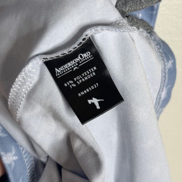 AndersonOrd Polo Shirt Mens Large Blue Turtle Print Golf Performance Stretch AO - Picture 8 of 11